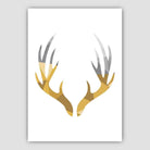 Geometric Poly Yellow and Grey Stag Antlers Poster