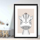 Zebra Sketch Style Nursery Beige Poster
