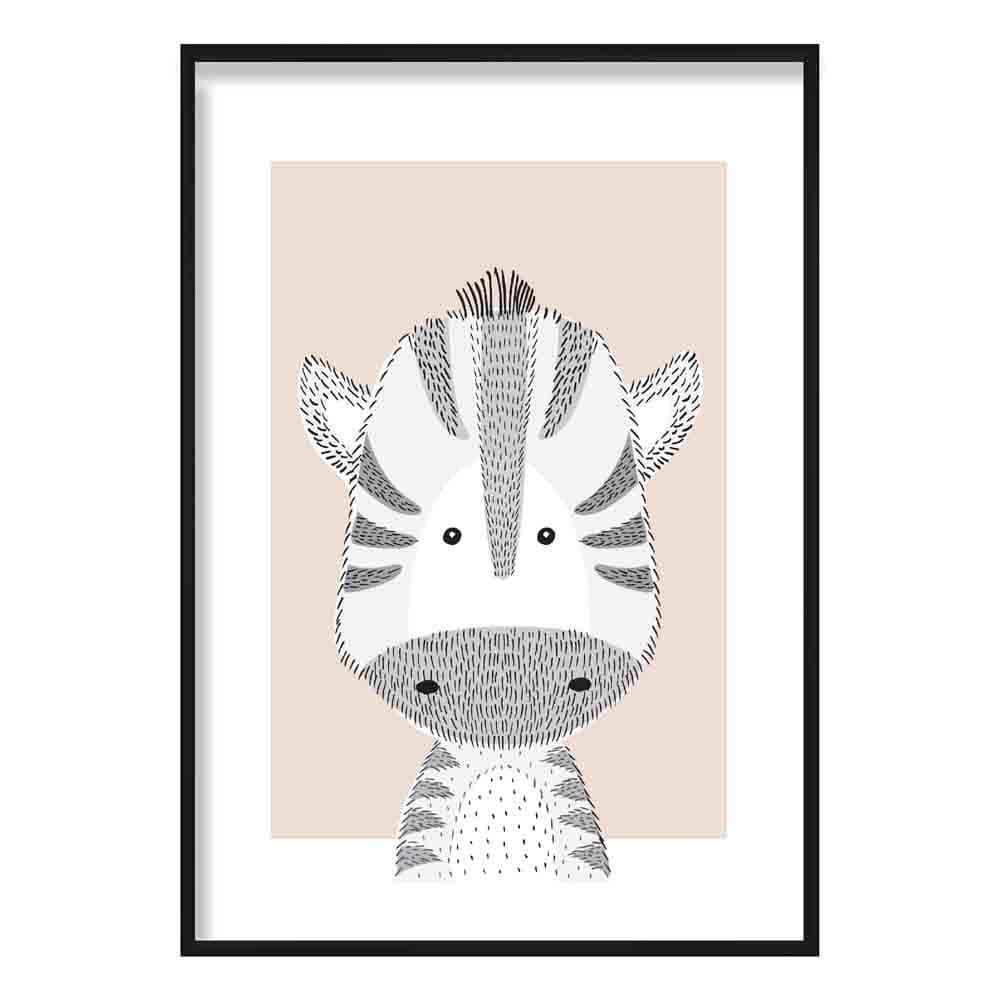 Zebra Sketch Style Nursery Beige Poster