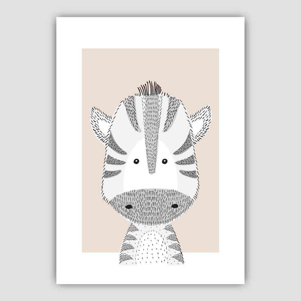 Zebra Sketch Style Nursery Beige Poster