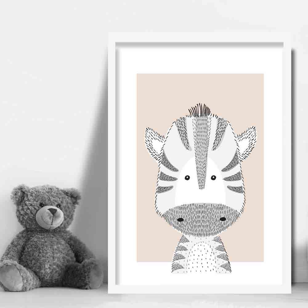 Zebra Sketch Style Nursery Beige Poster