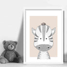 Zebra Sketch Style Nursery Beige Poster