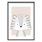 Tiger Sketch Style Nursery Beige Poster