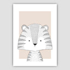 Tiger Sketch Style Nursery Beige Poster