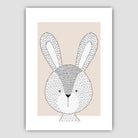 Rabbit Sketch Style Nursery Beige Poster