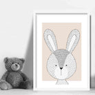 Rabbit Sketch Style Nursery Beige Poster