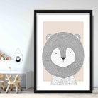 Lion Sketch Style Nursery Beige Poster