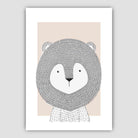 Lion Sketch Style Nursery Beige Poster