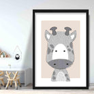 Giraffe Sketch Style Nursery Beige Poster
