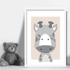 Giraffe Sketch Style Nursery Beige Poster