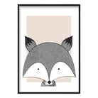 Fox Sketch Style Nursery Beige Poster
