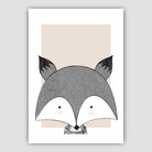 Fox Sketch Style Nursery Beige Poster