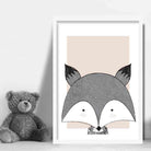 Fox Sketch Style Nursery Beige Poster