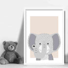 Elephant Sketch Style Nursery Beige Poster