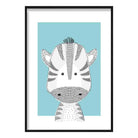 Zebra Sketch Style Nursery Duck Egg Blue Poster