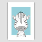 Zebra Sketch Style Nursery Duck Egg Blue Poster