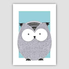 Owl Sketch Style Nursery Duck Egg Blue Poster