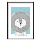 Lion Sketch Style Nursery Duck Egg Blue Poster