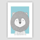 Lion Sketch Style Nursery Duck Egg Blue Poster