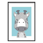 Giraffe Sketch Style Nursery Duck Egg Blue Poster