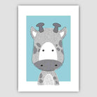 Giraffe Sketch Style Nursery Duck Egg Blue Poster