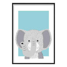 Elephant Sketch Style Nursery Duck Egg Blue Poster