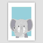 Elephant Sketch Style Nursery Duck Egg Blue Poster
