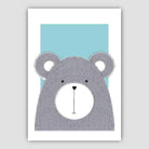 Bear Sketch Style Nursery Duck Egg Blue Poster