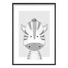 Zebra Sketch Style Nursery Grey Poster