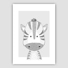 Zebra Sketch Style Nursery Grey Poster