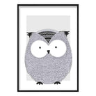Owl Sketch Style Nursery Grey Poster