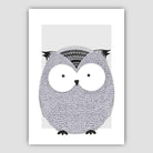 Owl Sketch Style Nursery Grey Poster