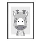 Giraffe Sketch Style Nursery Grey Poster