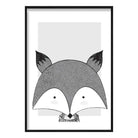 Fox Sketch Style Nursery Grey Poster