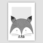 Fox Sketch Style Nursery Grey Poster