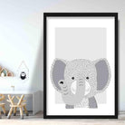 Elephant Sketch Style Nursery Grey Poster