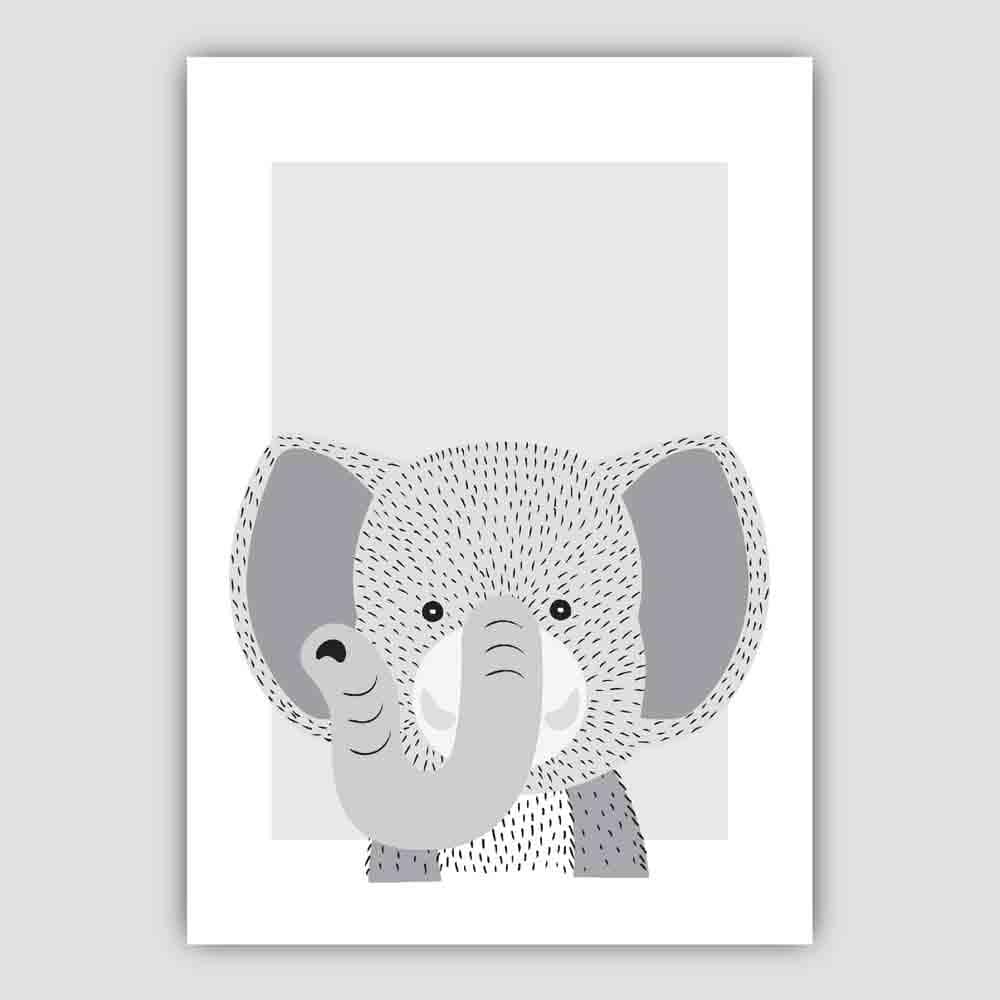 Elephant Sketch Style Nursery Grey Poster