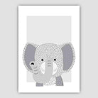 Elephant Sketch Style Nursery Grey Poster