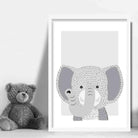 Elephant Sketch Style Nursery Grey Poster