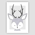 Deer Sketch Style Nursery Grey Poster