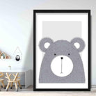 Bear Sketch Style Nursery Grey Poster