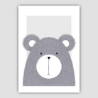 Bear Sketch Style Nursery Grey Poster