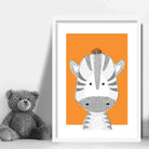 Zebra Sketch Style Nursery Orange Poster