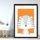 Tiger Sketch Style Nursery Orange Poster