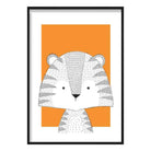 Tiger Sketch Style Nursery Orange Poster