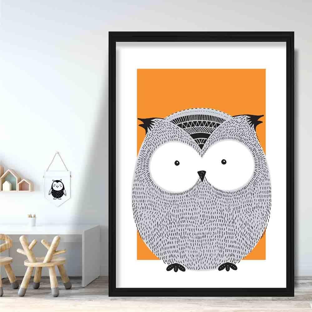 Owl Sketch Style Nursery Orange Poster