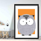 Owl Sketch Style Nursery Orange Poster