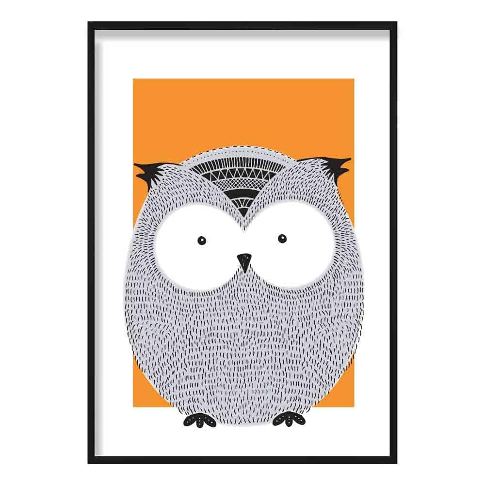 Owl Sketch Style Nursery Orange Poster