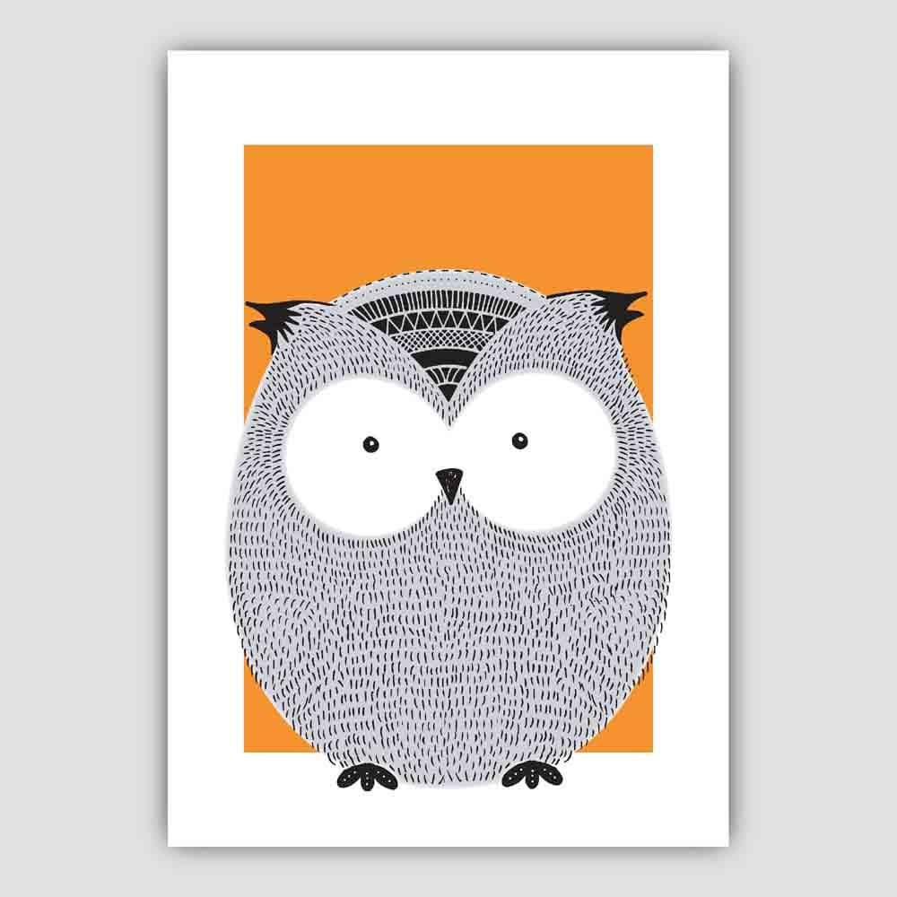 Owl Sketch Style Nursery Orange Poster