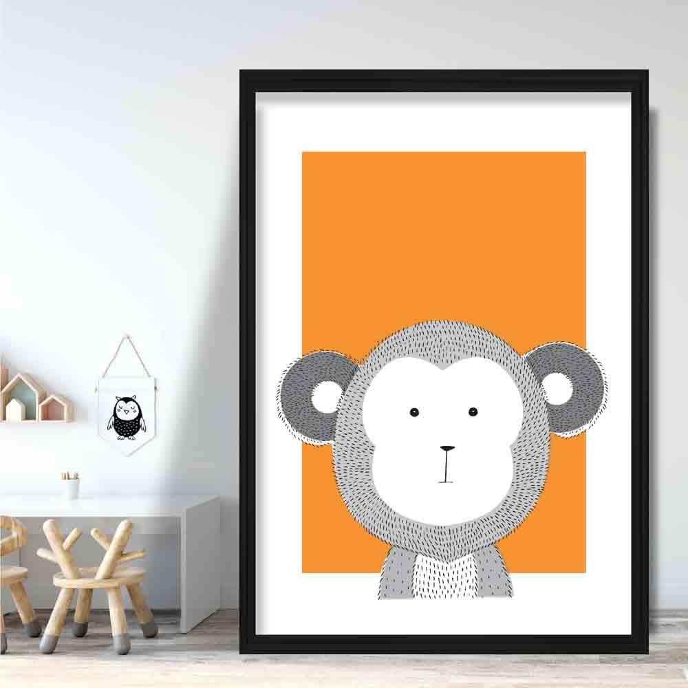 Monkey Sketch Style Nursery Orange Poster